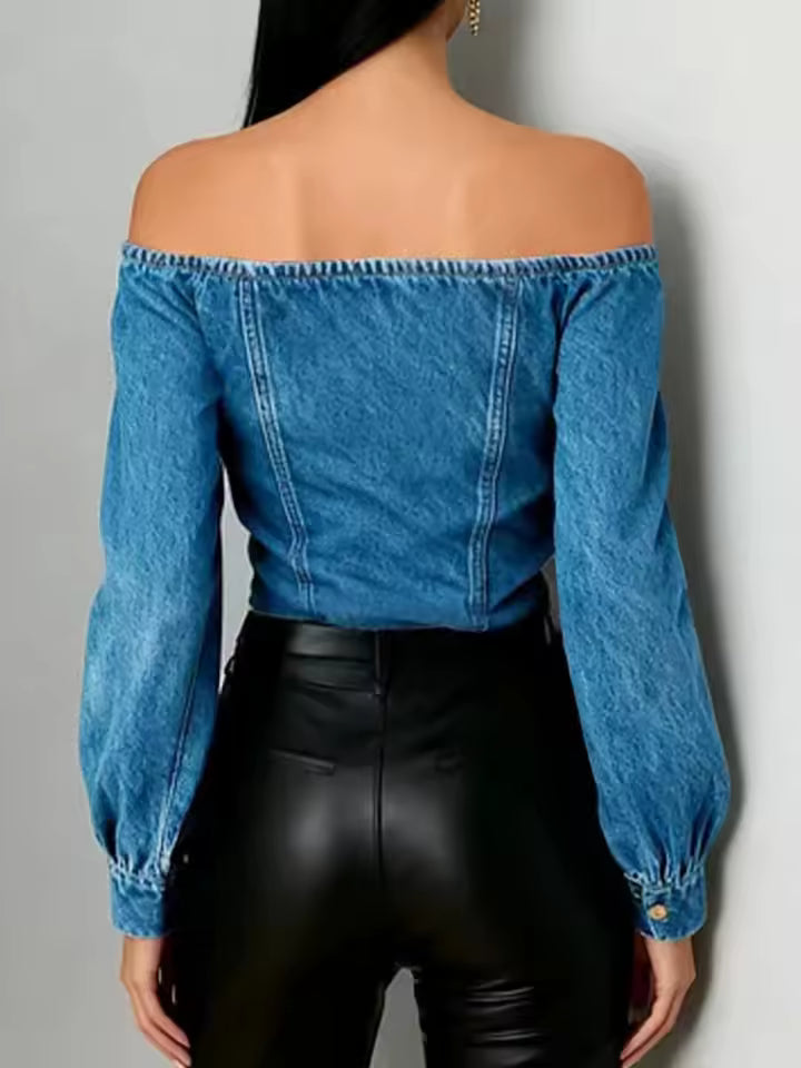 Washed Asymmetrical Button Up Long Sleeves