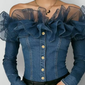 Retro Denim Off-shoulder